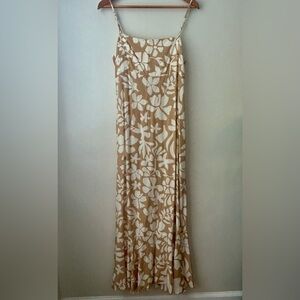 Beige & White Floral Slip Dress